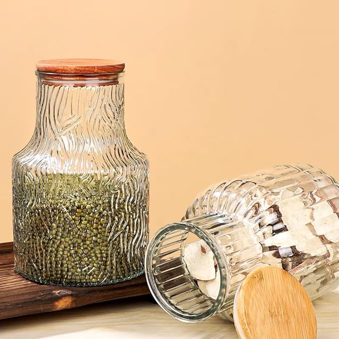 ANSQU Vintage Large Glass Storage Jar, 59 FL OZ Glass Food Storage Container, Cookie Jar