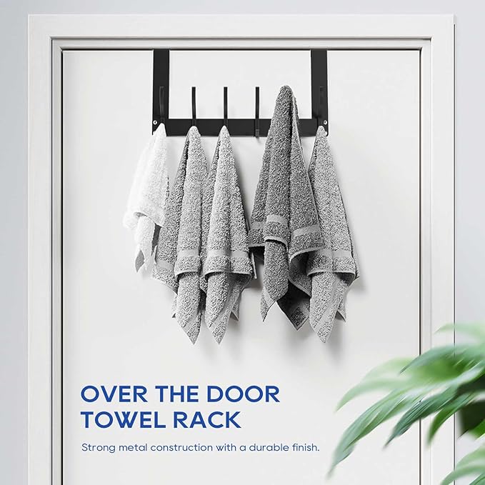2Pack Foldable Over The Door Hanger, No Assembly Required Door Hanger Hook, Sturdy Over The Door Coat Rack, Over The Door Hooks for Hanging Clothes, Towels, Hats, Matte Black