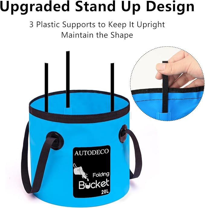 AUTODECO 5 Gallon Collapsible Bucket Water Container Portable Wash Basin for Fishing Camping Car Washing Hiking 20L-NeatNest