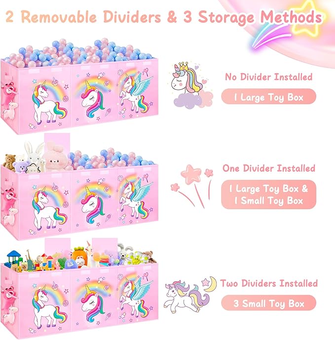 Extra Large Toy Chest, Collapsible Sturdy Toy Storage Organizer with Lids, 40"X14"X16" Large Kids Toybox Storage Bins Baskets for Girls, Boys, Nursery, Playroom, Pink