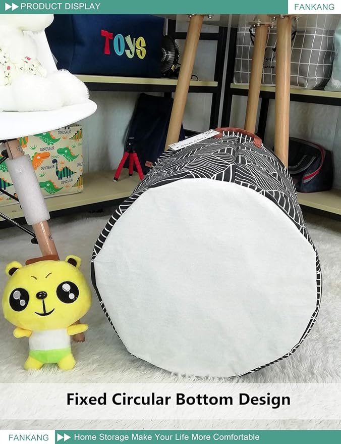FANKANG Storage Basket, Nursery Hamper Canvas Laundry Basket Foldable with Waterproof PE Coating Large Storage Baskets for Kids Boys and Girls, Office, Bedroom, Clothes,Toys(Black Magic cube)