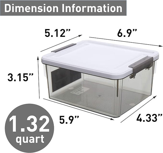 Citylife 1.32 QT 10 Pack Small Storage Bins Plastic Storage Container Stackable Box with Lids for Organizing, Clear Grey.-NeatNest