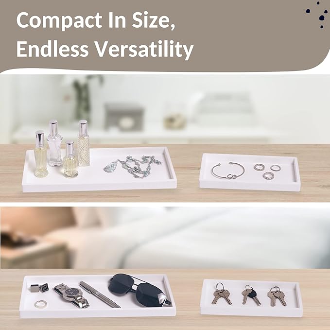 Countertop and Vanity Tray - 2 PC (11” and 7”) Shatterproof Silicone Kitchen and Bathroom Trays for Counter, Kitchen Soap Dispenser Tray, Vanity Trays for Bathroom, Perfume Key Tray-NeatNest