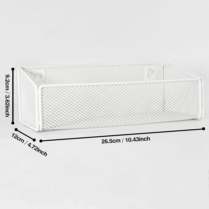 Bathroom Shelf Over Toilet Storage Basket,Toilet Beside Floating Shelf Mesh Metal Wall Mounted Shelves for Home Organization & Decor Essentials,Kitchen/Living Room Shelves (White)-NeatNest