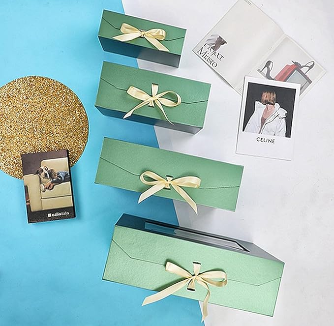 3 Pcs Extra Large Green Gift Box for Presents with Ribbon 19x16x6 Inches Clear Gift Box with Window Magnetic Closure Gift Boxes with Lids-NeatNest
