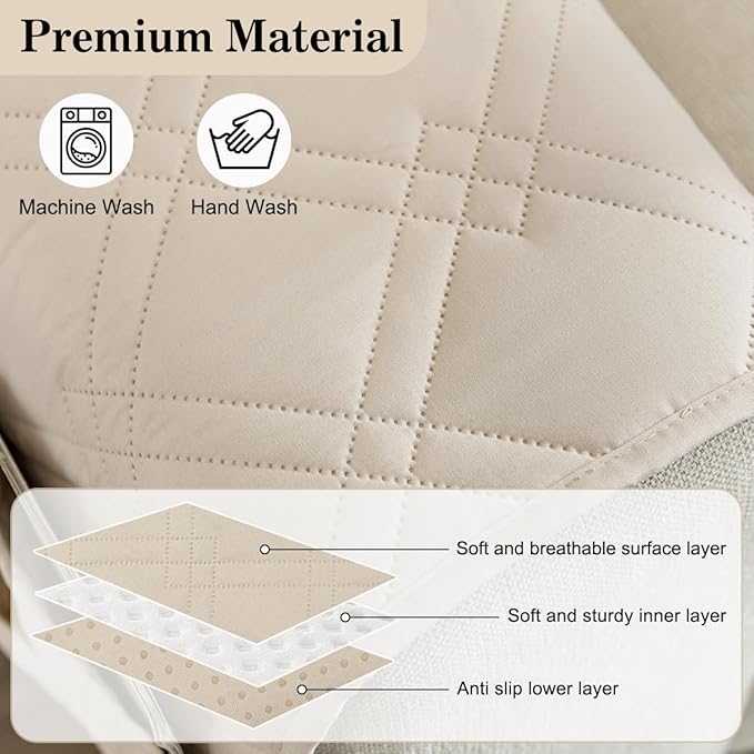 Couch Armrest Organizer Remote Control Holder Bedside Caddy with 6 Pockets, Non-Slip Armchair Caddy Sofa Armrest Organizer for Tv Remote Control, Magazine, Cell Phone, Beige-NeatNest