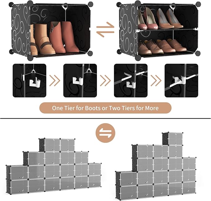 ROJASOP Portable Shoe Rack Organizer, 72 Pairs Covered Shoe Rack Shoe Organizer for Closet Entryway 12-Tier Shoe Storage Cabinet Space Saver Closed Shoe Organizer Cabinet with Doors-NeatNest