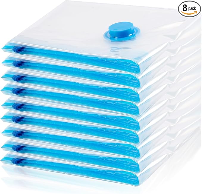 Vacuum Storage Bags, 8 Medium Space Saver Vacuum Sealed Bags for Clothes, Compression Bag Blanket Storage Travel Essentials-NeatNest