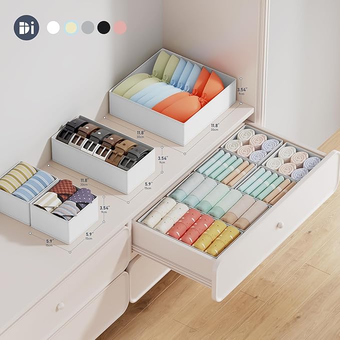 DIMJ Drawer Organizer Clothes Storage - 18 Pack Baby Dresser Organizer for Nursery, Foldable Closet Drawer Organizer Bins for Bedroom Organization, Fabric Storage Dividers for Socks, Underwears, Bras-NeatNest