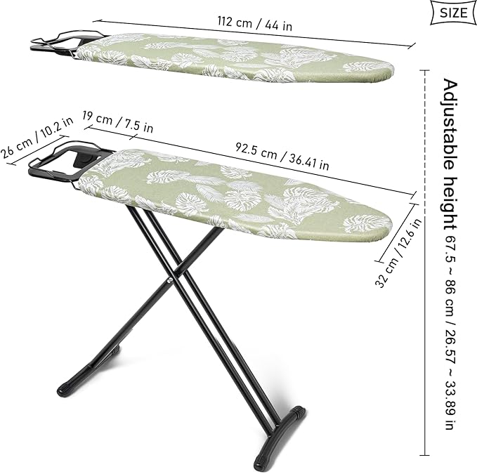 Duwee 12"x36" Ironing Board with Heat Resistant Cover and Thicken Felt Pad, Heavy Sturdy Legs