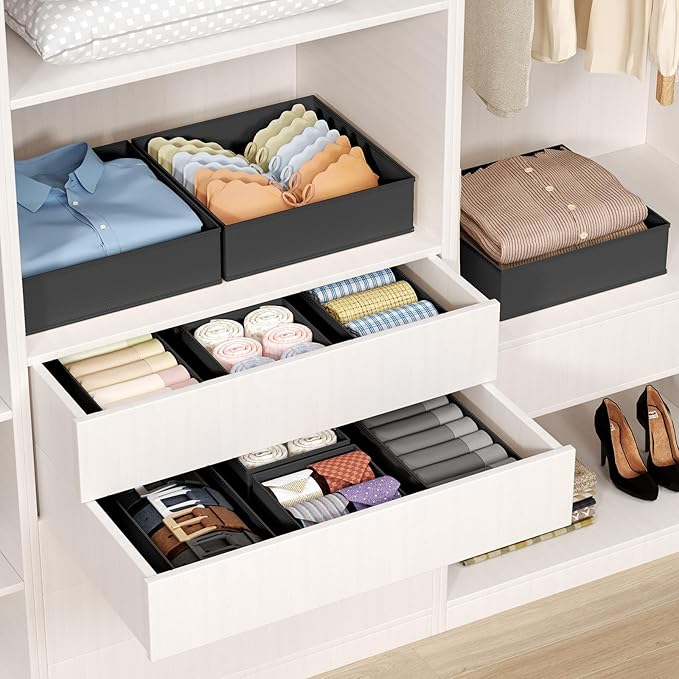 DIMJ Drawer Organizer Clothes Storage - 20 Pack Baby Dresser Organizer for Nursery, Foldable Closet Drawer Organizer Bins for Bedroom Organization, Fabric Storage Dividers for Socks, Underwears, Bras-NeatNest