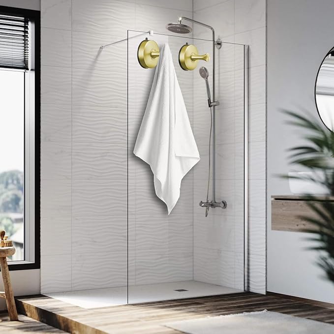 DGYB Suction Cup Hooks Set of 2 Suction Bathroom Hook for Wall Gold Shower Hooks for Inside Shower 304 Stainless Steel Towel Hook for Glass Door Hanging Robe, Loofah, Coats-NeatNest