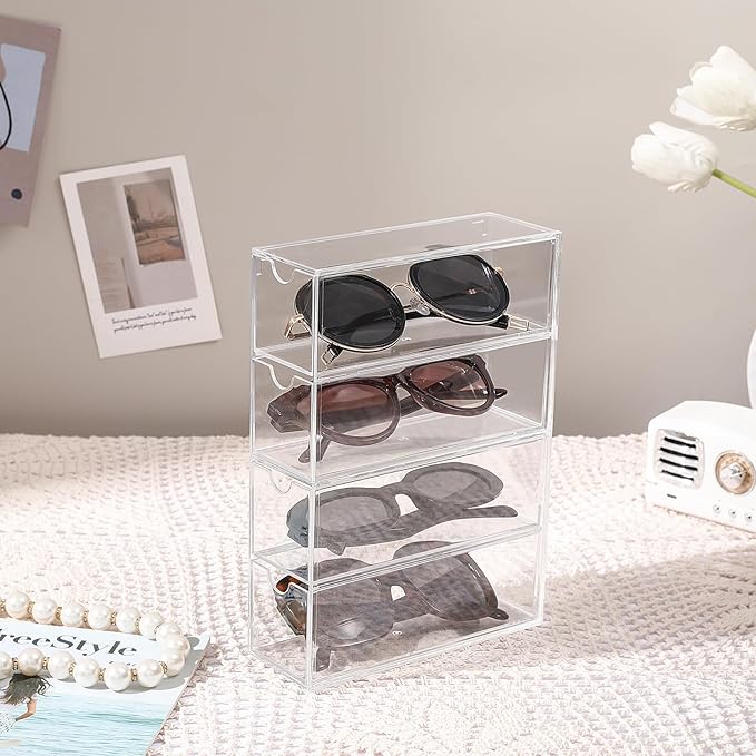 Acrylic Stackable Drawer Organizer with 4 Clear Drawers for Bathroom & Vanity Makeup Storage-NeatNest