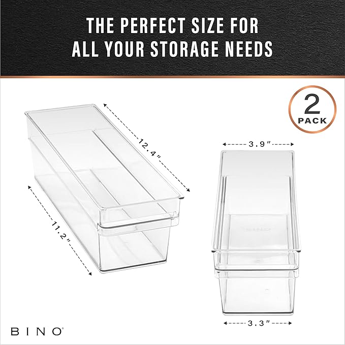BINO | Plastic Storage Bins, Small - Shallow | THE HANDLER COLLECTION | Multipurpose Organizer Bins | Kitchen Pantry Organizers and Storage | Clear Containers for Organizing Home | Freezer Organizer-NeatNest