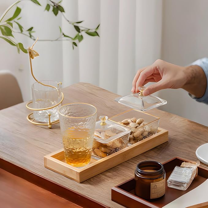 Bamboo Utensil Organizer Set, Small Silverware Organizer with Two Versatile Trays, Wooden Drawer Storage Solution for Kitchen Essentials, 29 x 11 x 3 cm, Natural Finish