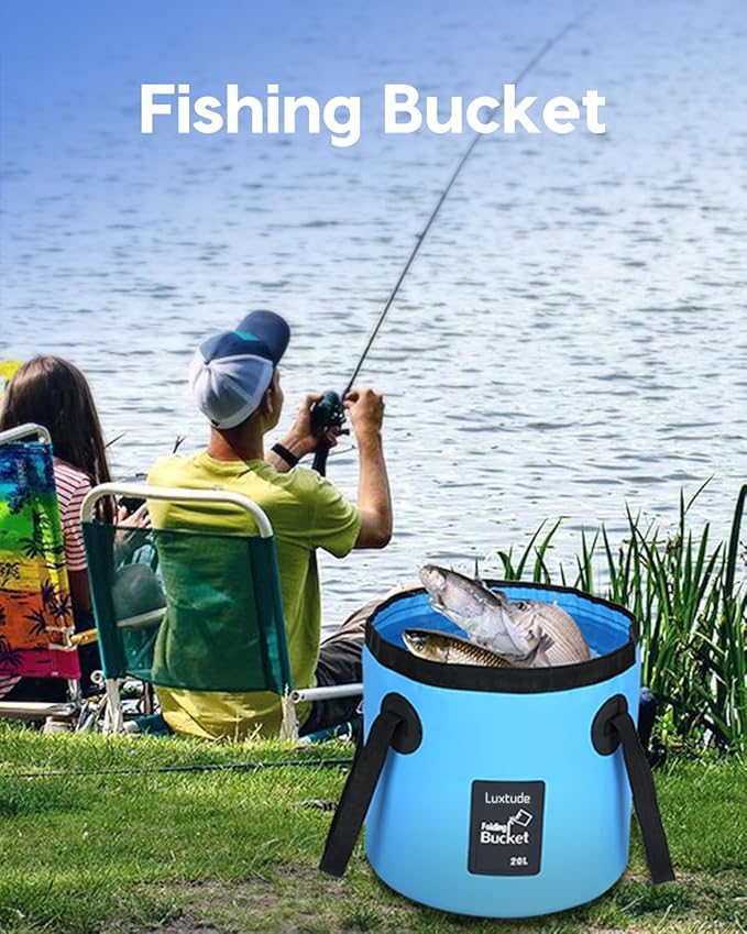 Luxtude Collapsible Bucket with Handle, 5 Gallon(20L), Portable & Ultra Lightweight Outdoor Basin Bucket, Folding Bucket for Fishing, Camping, Hiking-NeatNest