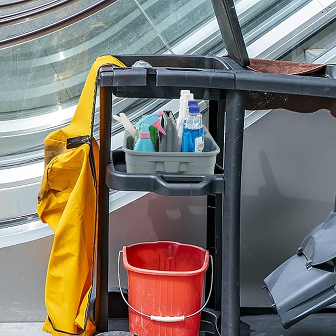Begale 4-Pack Commercial Products Deluxe Carry Caddy for Cleaning Products, 2 Compartment Plastic Cleaning Basket-NeatNest