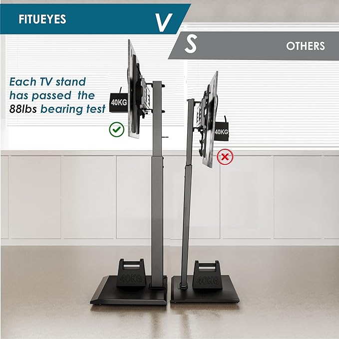 FITUEYES Iron Base Universal Floor TV Stand with Swivel Mount for 32-75 Inch LED LCD OLED Plasma Flat Panel or Curved Screens Height Adjustable TV Stand with Wire Management