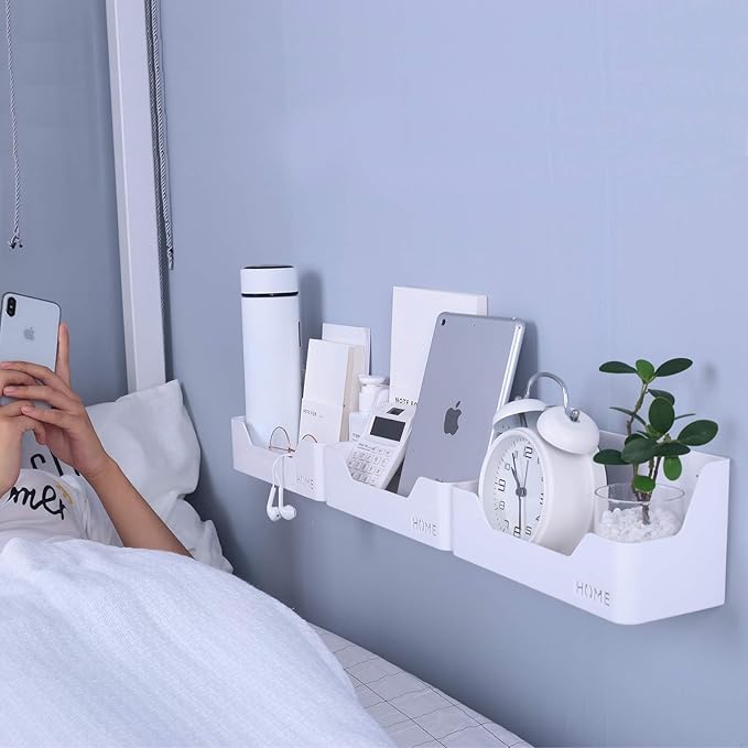 Bedside Shelf Bedroom Dorm Room Rack Organizer Storage -Use as Kid Student Nightstand to Organize Headphone,Remotes,Glass,Cellphones(Type B)-NeatNest
