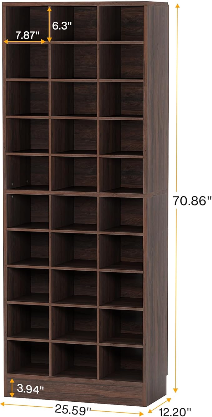 Tribesigns 10-Tier Shoe Storage Cabinet, Espresso Wooden Shoe Rack with 30 Cubbies, Freestanding Tall Entryway Shoe Organizer for Closet, Entryway, Living Room-NeatNest