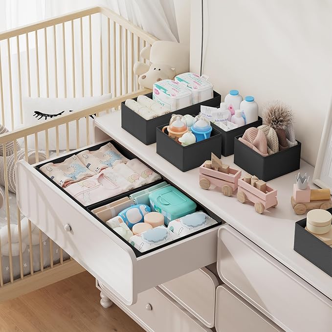 DIMJ Drawer Organizer Clothes Storage - 18 Pack Baby Dresser Organizer for Nursery, Foldable Closet Drawer Organizer Bins for Bedroom Organization, Fabric Storage Dividers for Socks, Underwears, Bras-NeatNest