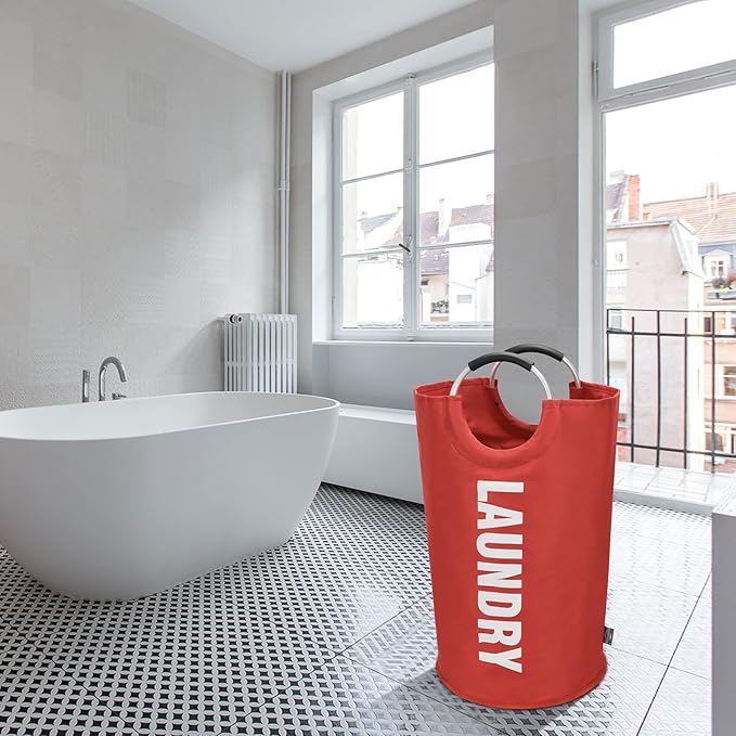 DOKEHOM 125L X-Large Collapsible Washing Laundry Basket Bag (7 Colors) for Bedroom, Fabric (Red, XL)-NeatNest