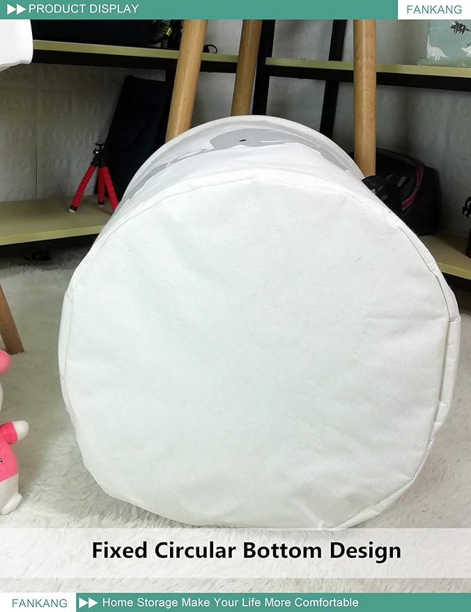 FANKANG Storage Basket, Nursery Hamper Canvas Laundry Basket Foldable with Waterproof PE Coating Large Storage Baskets for Kids Boys and Girls, Office, Bedroom, Clothes,Toys(Love Elephant)