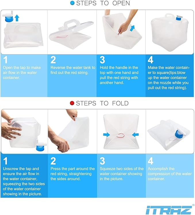 Collapsible Water Jug, 10 Packs 5.3 Gallon BPA Free Camping Water Container with Spigot, Portable Water Storage Carrier for Emergency Survival Hiking Backpacking Outdoors - Food Grade LDPE-NeatNest