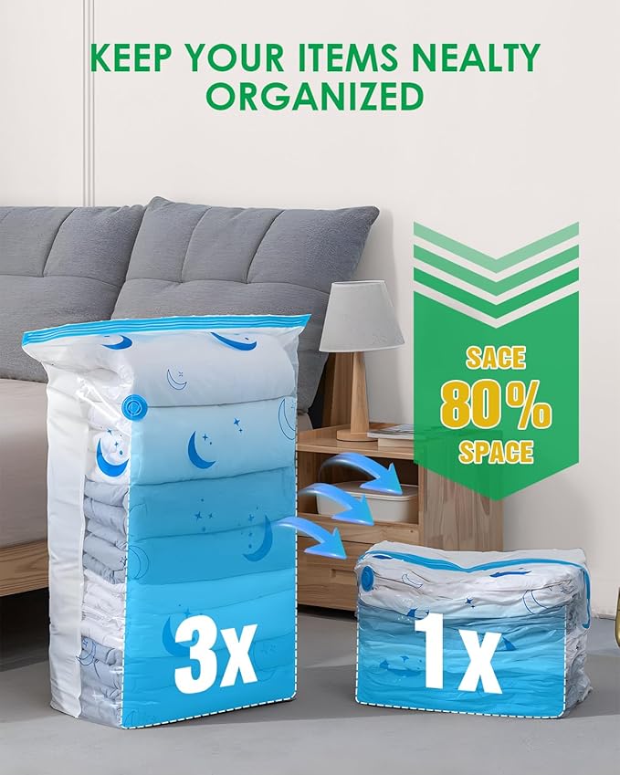 Travel Compression Bags, 25 Pack Vacuum Storage Bags with 1500mAh Rechargeable Battery, Vacuum Seal Bag for Space Saving Clothes, Blanket, Duvets, Pillows, Comforters, Travel Essentials, Luggage-NeatNest