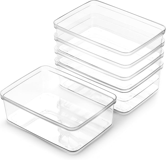 BINO | Plastic Storage Bins, X-Small - 5 Pack | THE LUCID COLLECTION | Multi-Use Built-In Handles BPA-Free Clear Storage Containers | Fridge Organizer | Pantry & Home Organization-NeatNest