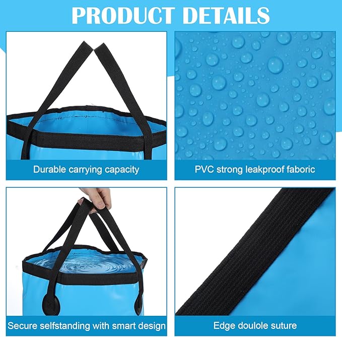 4 Pcs 20L Collapsible Bucket with Handle 5 Gallon Portable Collapsible Folding Bucket Foldable Water Container for Camping Hiking Fishing Car Washing