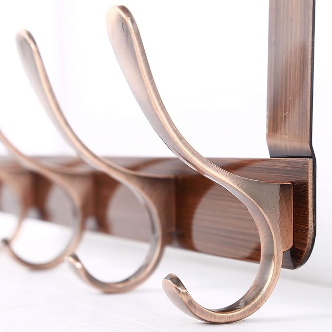 WEBI Over The Door Hook 5 Coat Hooks,Over The Door Towel Rack,Door Hanger Over Door Coat Rack for Hanging Clothes,Towels,Back of Bathroom,Antique Copper,2 Packs