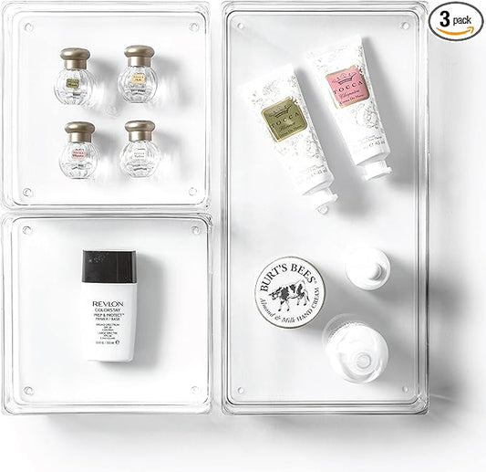 BINO | 3-Piece Drawer Organizer Bin Set | THE MODULAR | Multi-Purpose Storage | Durable | BPA-Free | Desk Drawer Organizer | Vanity Organizers | Bathroom & Makeup Organizers-NeatNest