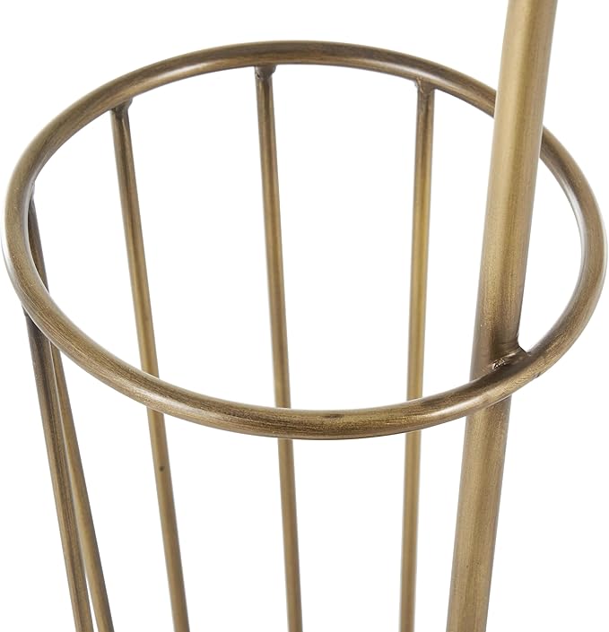 Deco 79 Metal Umbrella Stand 2 Section with Umbrella Shaped Handle, 13" x 8" x 27", Gold-NeatNest