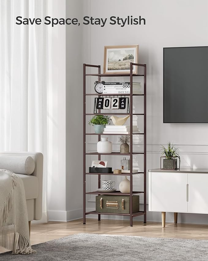 SONGMICS Narrow Shoe Rack - Sturdy 8 Tier Metal Tall Shoe Rack Shelf, Slim Shoe Storage Organizer for Closet Entryway Small Spaces, Bronze-NeatNest