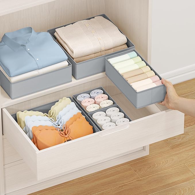 DIMJ Drawer Organizer Clothes Storage - 24 Pack Baby Dresser Organizer for Nursery, Foldable Closet Drawer Organizer Bins for Bedroom Organization, Fabric Storage Dividers for Socks, Underwears, Bras-NeatNest