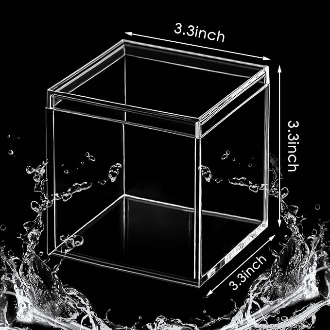 Blulu 8 Pieces Clear Acrylic Plastic Jewelry Box Mini Storage Box Mini Cube Containers with Lids for Candy Pill and Tiny Jewelry(Square,3.3 x 3.3 x 3.3 Inch)-NeatNest