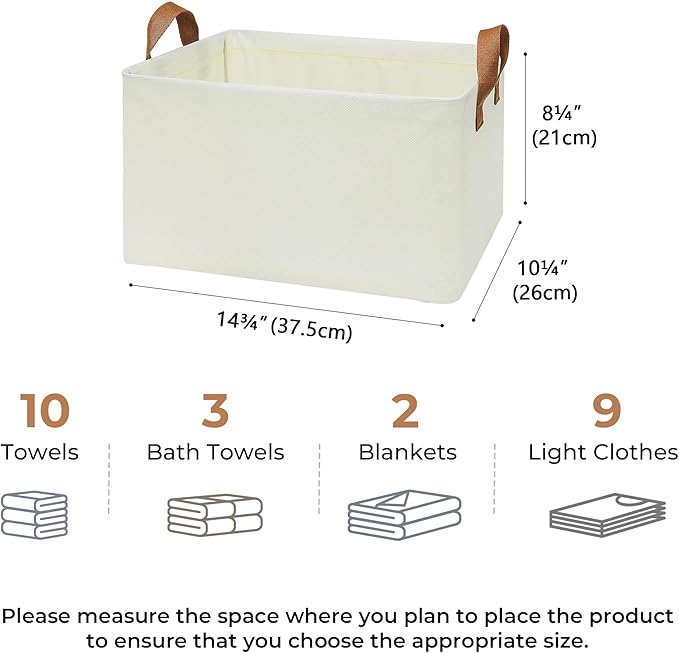 GRANNY SAYS Storage Baskets for Shelves, Closet Organizer Bins, Clothes Storage Bins with Metal Frame, Large Baskets for Organizing and Storage, Collapsible, Ivory, 2-Pack-NeatNest