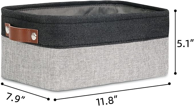 DULLEMELO Small Collapsible Fabric Basket for Organizing, Shelves, Closets, Laundry, Nursery, Decorative Gift Basket (Black&Gray)-NeatNest