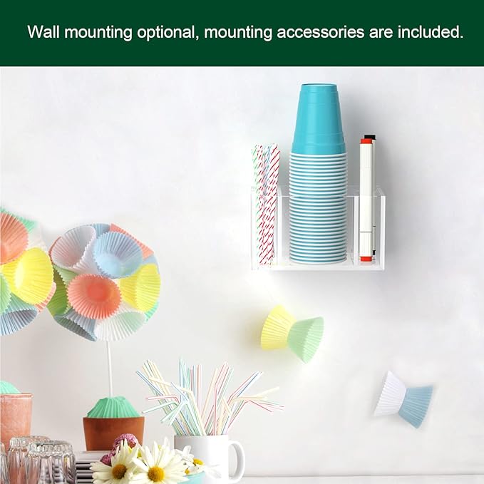 Cup Holder with Slot Mark Your Cup, Party Dispenser Acrylic Cup Organizer and Bar Counter Decor, Clear-NeatNest
