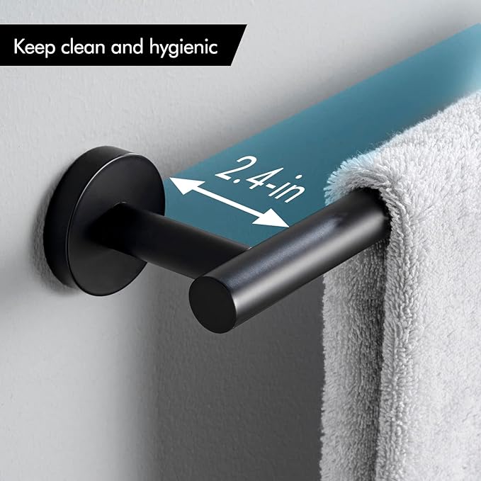 KES 25.2 Inches Black Towel Bar for Bathroom, Hand Towel Holder, Towel Bar Wall Mount, SUS304 Stainless Steel Matte Black, Total Length 27.6 Inch, A2000S70B-BK