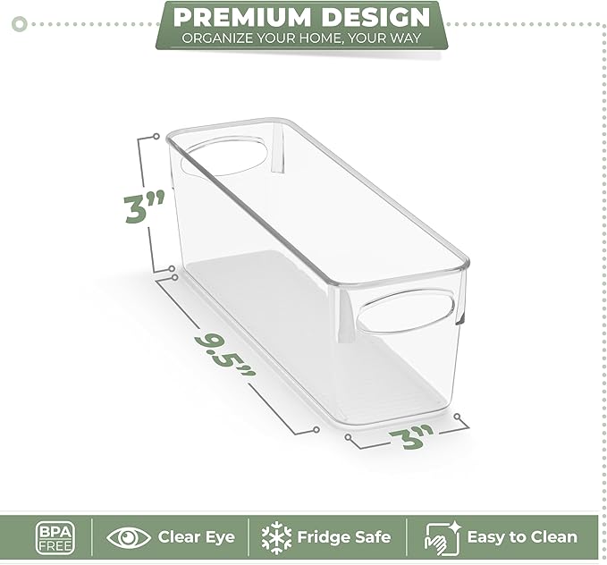 Sorbus 10-Pack Small Clear Plastic Organizing Bins – Clear Bins for Organizing, Refrigerator Organizers, Fridge Organizer, Pantry Storage, Kitchen Organizer, and Pantry Organizers and Storage Bins