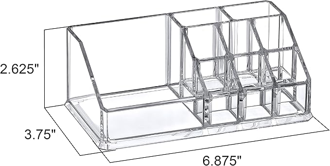 Amazing Abby - Tiffany - 2-Pack Acrylic Cosmetic Organizer, Transparent Plastic Makeup Holder, Compartmented, Shatter-Proof, Perfect Bathroom Vanity Storage Solution for Beauty Supply, Small-NeatNest