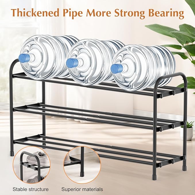 INSMART 3-Tier Expandable Shoe Rack, Stackable and Adjustable Shoes Organizer Storage Shelf, Sturdy and Durable Metal Structure Free Standing Shoe Rack for Closet Entryway Doorway-NeatNest
