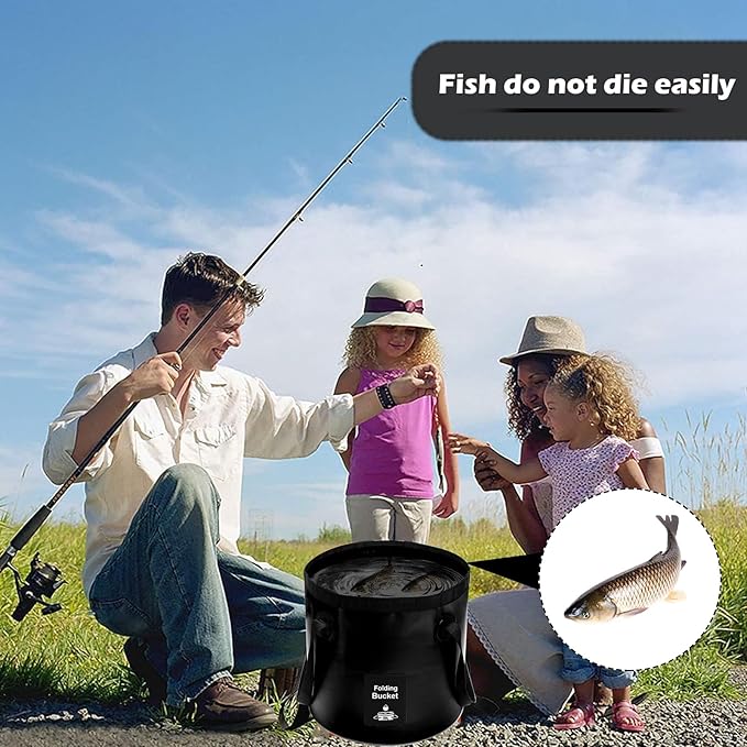 Collapsible Bucket with Handle, Lightweight Folding Water Container, Portable Collapsible Bucket for Fishing, Camping, Hiking, Backpacking, Outdoor Survival, Car Washing Black 20L-NeatNest