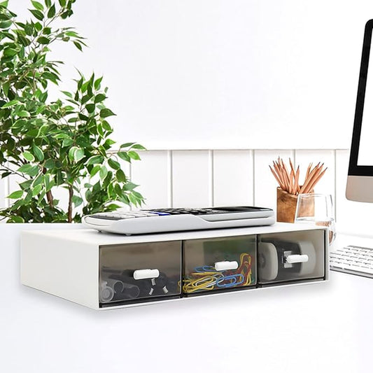 Desk Organizer Drawers-Stackable Desk Drawer Organizer, Plastic Storage Drawers Desktop Storage Great for Office Organization School Home - 3 Drawers (White)-NeatNest