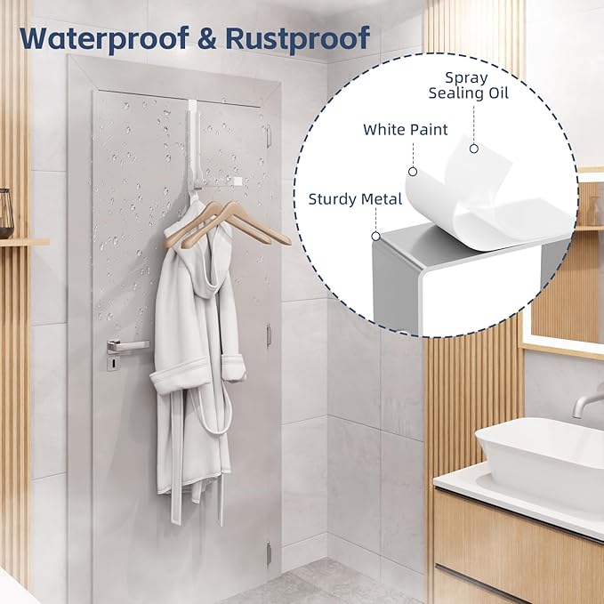 4 Pack Over The Door Hanger Foldable Over The Door Hooks,Rust-Resistant Overdoor Hanger Hook for Laundry (Clothes Drying Rack)&Bathroom (Towel Rack) Small Portable,White
