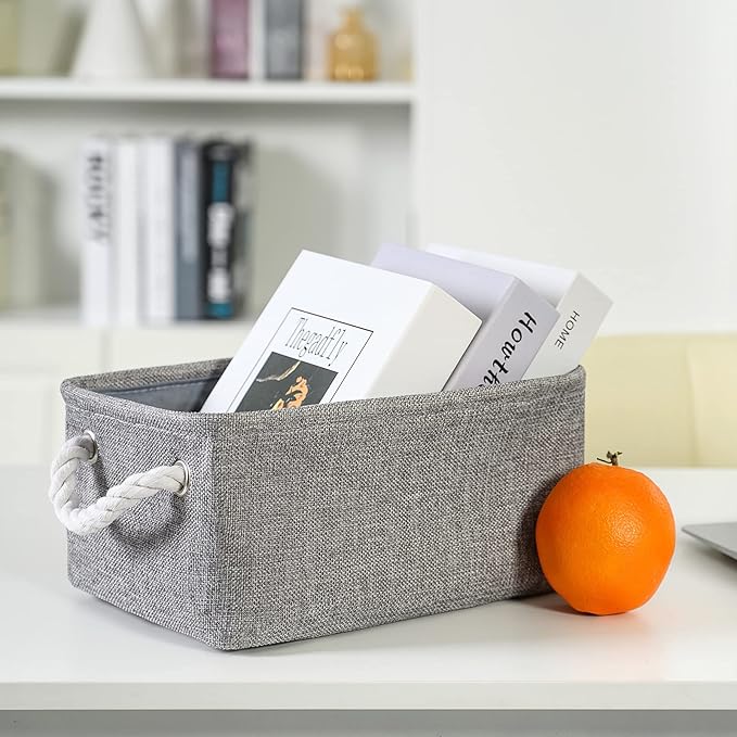 TheWarmHome Storage Bins for Shelves - 11.8x7.9x5.2 inch Grey Small Storage Baskets for Organizing, Fabric Storage Cubes Closet Organizer for Home Nursery Gift Decorative (Gray)-NeatNest