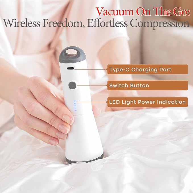 Vacuum Seal Bags for Clothing, 16 Pack Vacuum Storage Bags with Wireless Charging Air Pump(4J+4L+4M+4S), Space Saver Bags for Clothes Blanket Duvets Pillows Comforters Travel-NeatNest