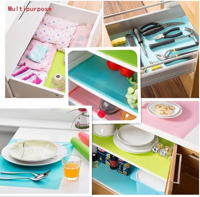 9 Pack Refrigerator Mats,Washable Fridge Mats Liners Easy to Clear Fridge Pads Mat Shelves Drawer Table Mats Refrigerator Liners for Shelves,3Red/3Green/3Blue-NeatNest